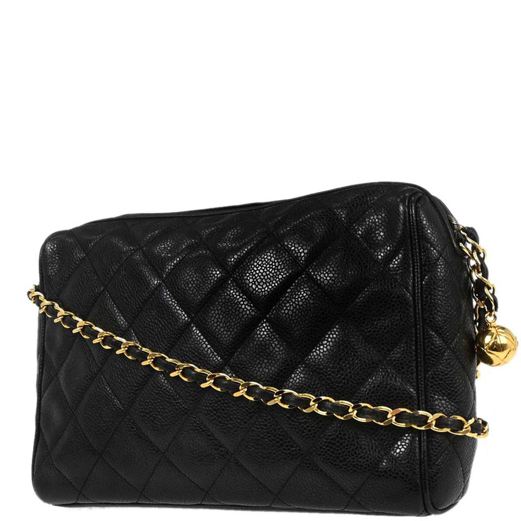 Chanel Black Caviar Skin Camera Bag Small