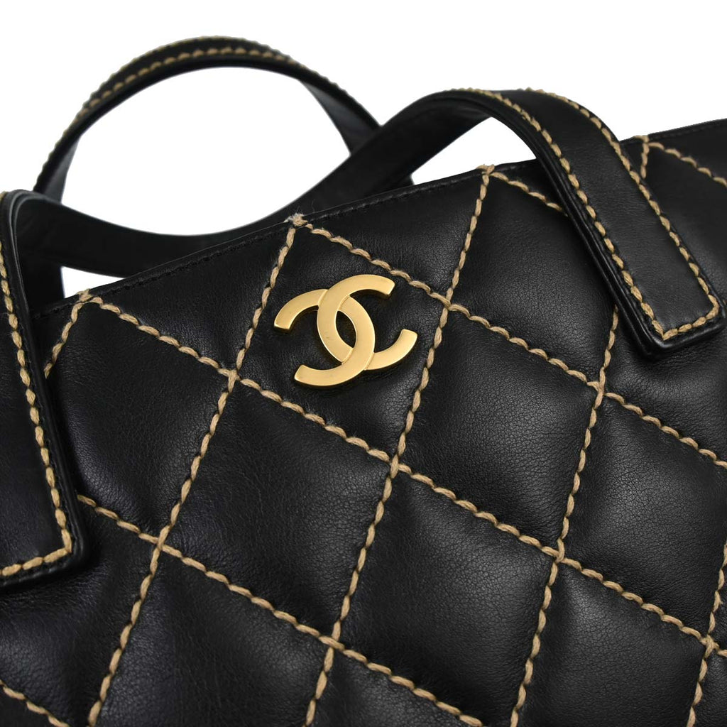 Chanel Black Calfskin Wild Stitch Handbag
