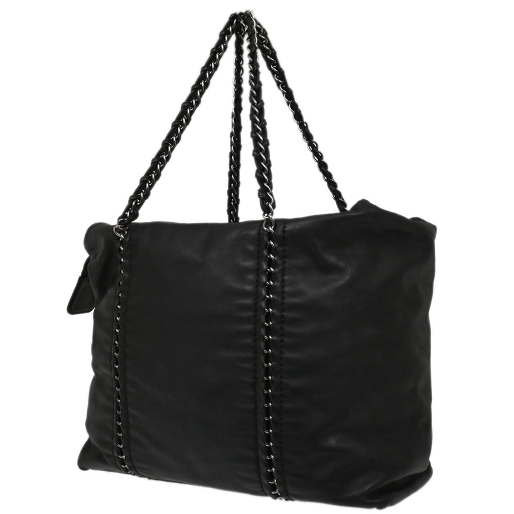 Chanel Black Calfskin Luxury Line Tote Handbag