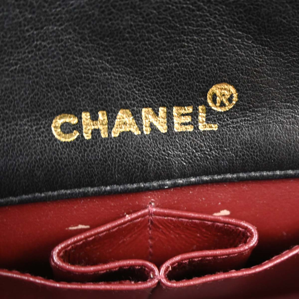 Chanel Black Lambskin Turnlock Mini Full Flap Shoulder Bag