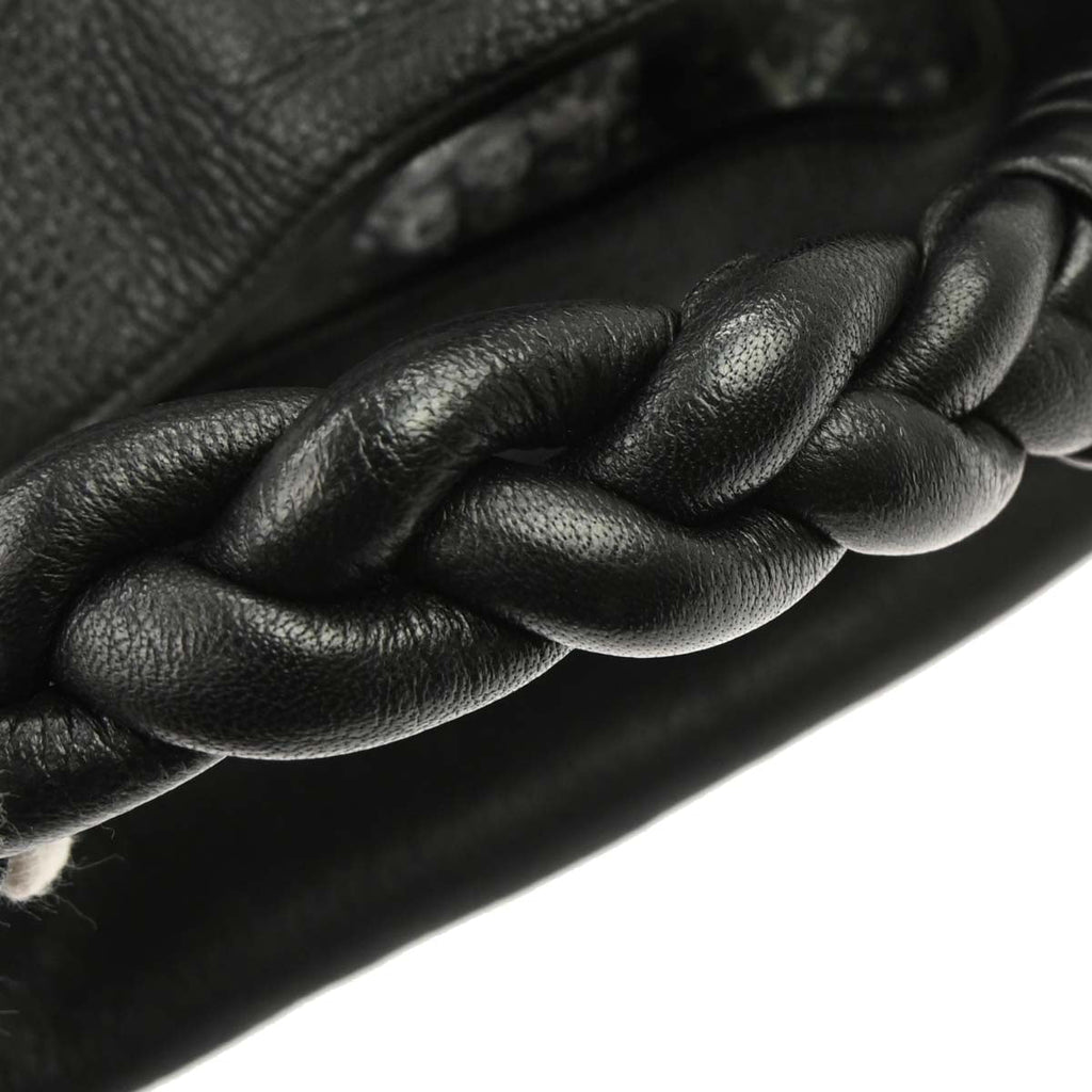 Bottega Veneta Black Leather Intrecciato Handbag