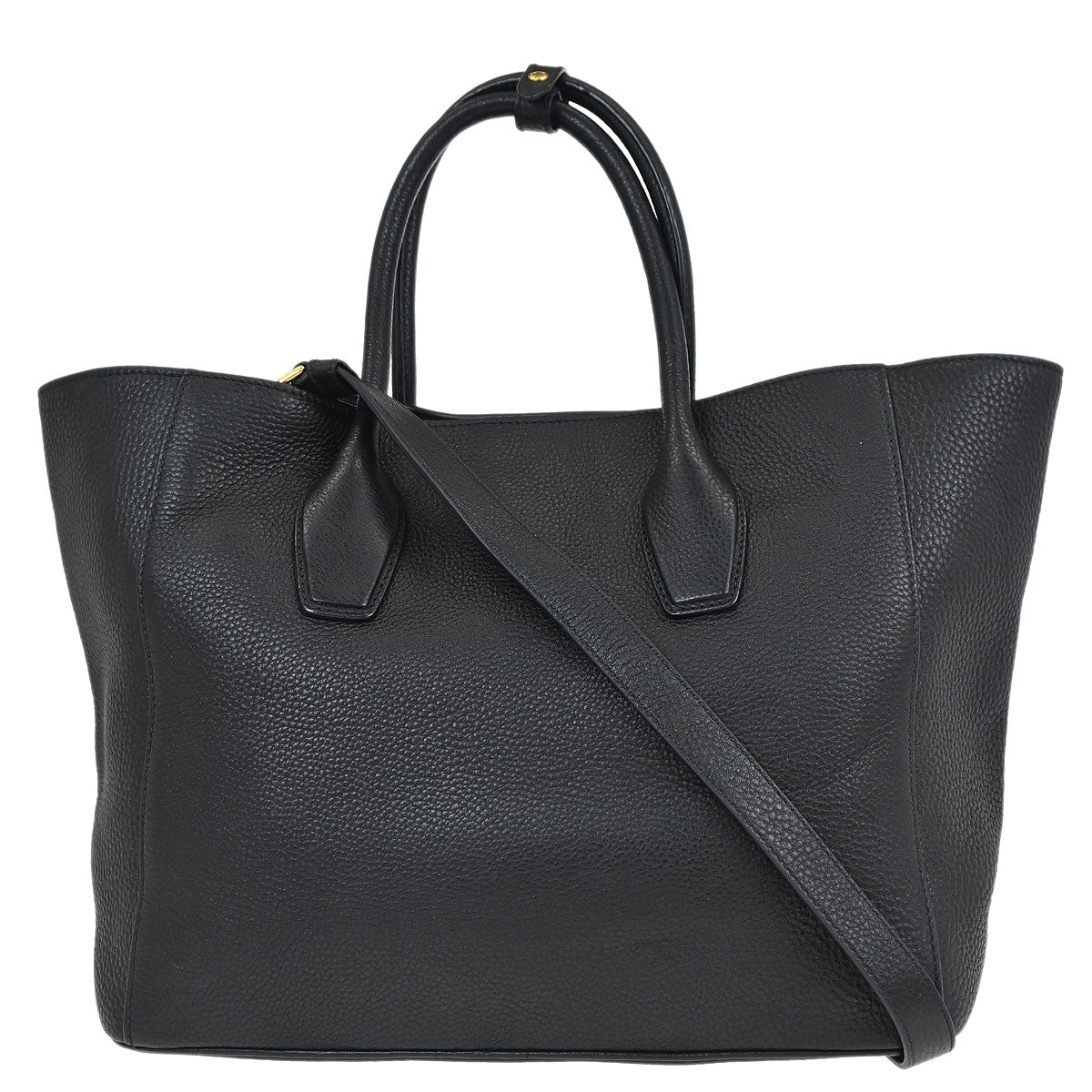 Prada Black Leather 2way Shoulder Tote Handbag