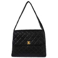 Chanel Black Caviar Skin Straight Flap Handbag