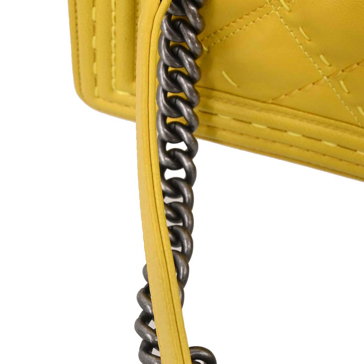 Boy Chanel 2014-2015 Yellow Calfskin Medium Chain Shoulder Bag