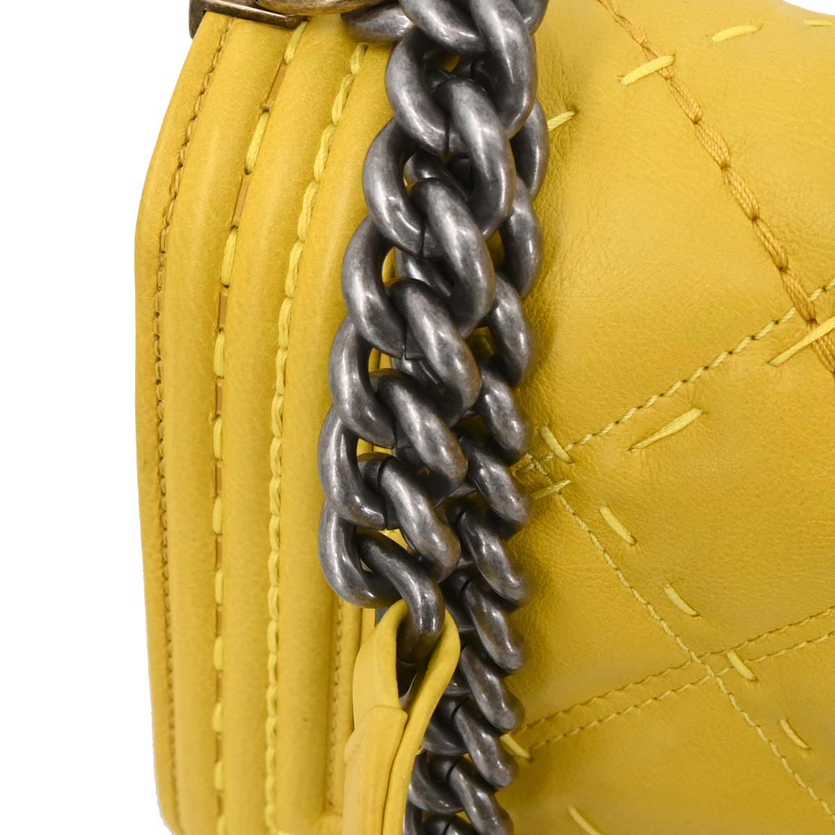 Boy Chanel 2014-2015 Yellow Calfskin Medium Chain Shoulder Bag
