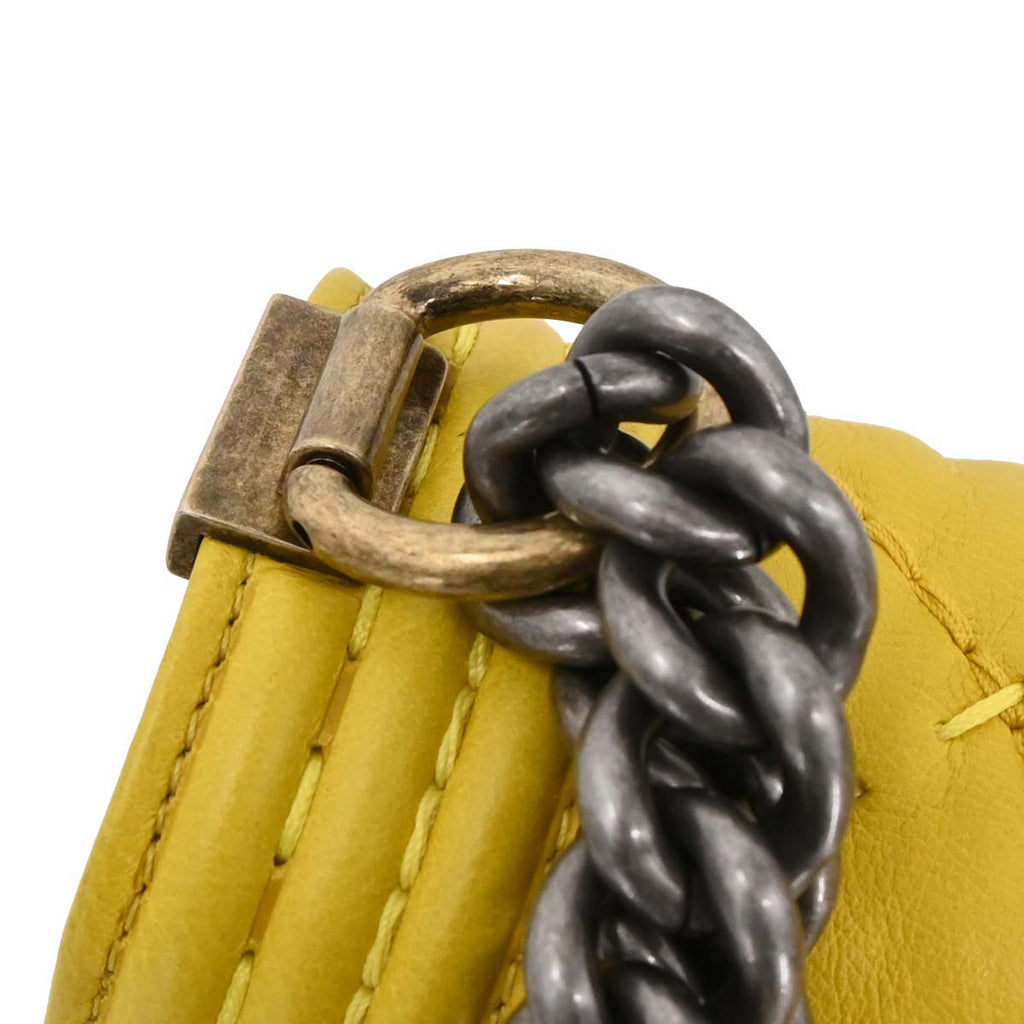 Boy Chanel 2014-2015 Yellow Calfskin Medium Chain Shoulder Bag