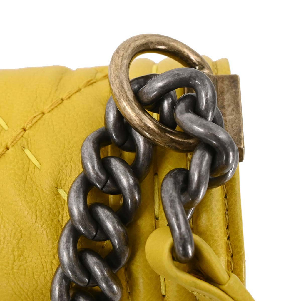 Boy Chanel 2014-2015 Yellow Calfskin Medium Chain Shoulder Bag