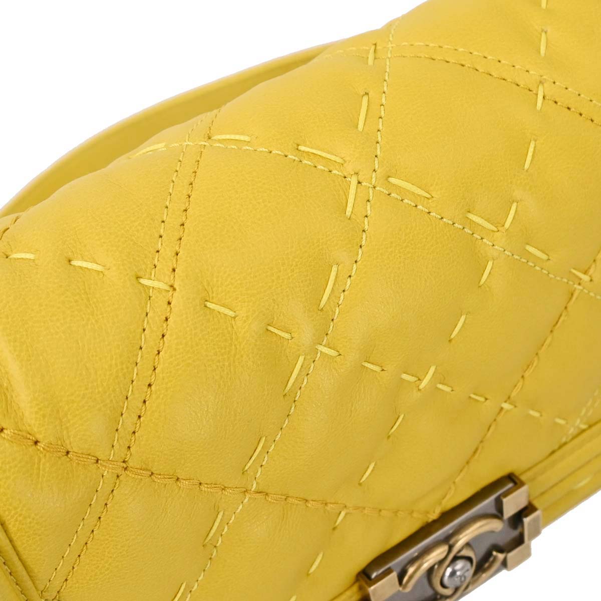 Boy Chanel 2014-2015 Yellow Calfskin Medium Chain Shoulder Bag