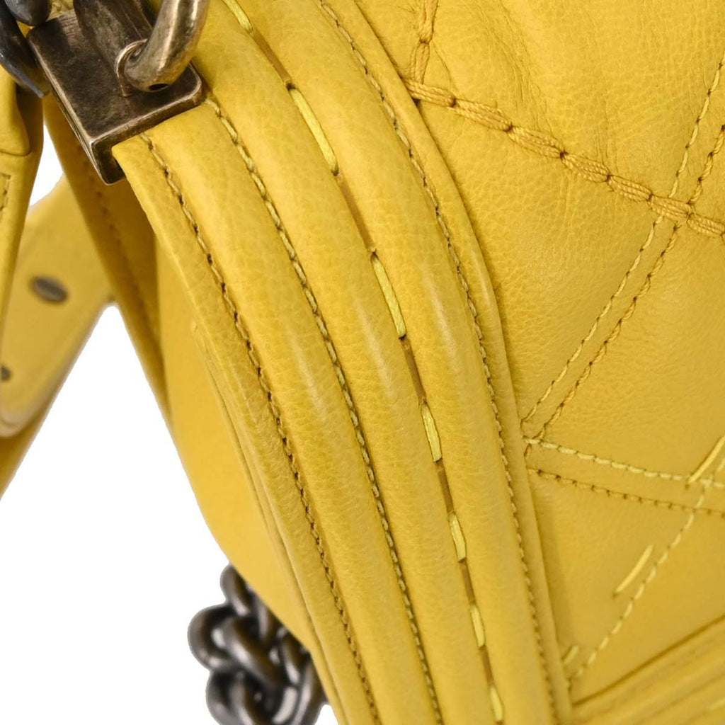 Boy Chanel 2014-2015 Yellow Calfskin Medium Chain Shoulder Bag