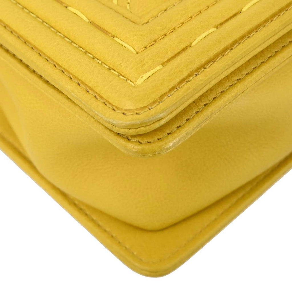 Boy Chanel 2014-2015 Yellow Calfskin Medium Chain Shoulder Bag