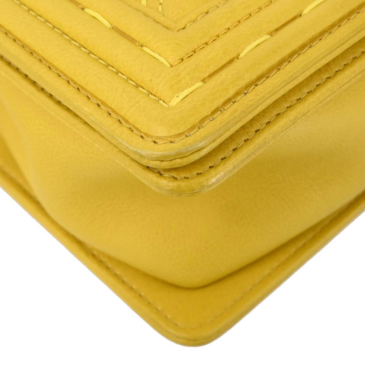 Boy Chanel 2014-2015 Yellow Calfskin Medium Chain Shoulder Bag
