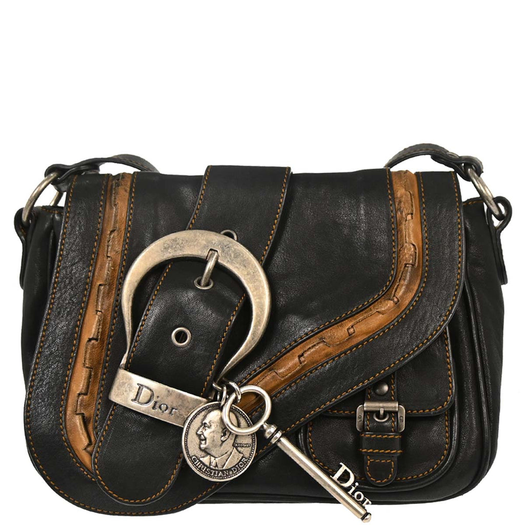 Christian Dior Black Gaucho Shoulder Bag
