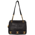 Chanel Black Caviar Skin Triple CC Shoulder Tote Bag