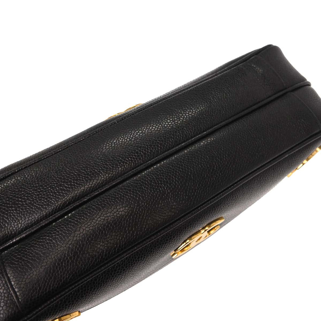 Chanel Black Caviar Skin Triple CC Shoulder Tote Bag
