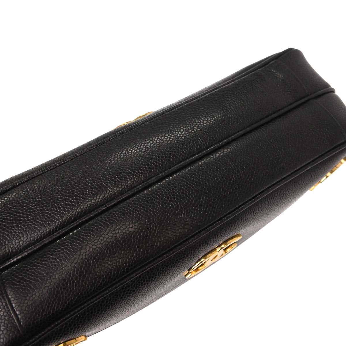 Chanel Black Caviar Skin Triple CC Shoulder Tote Bag
