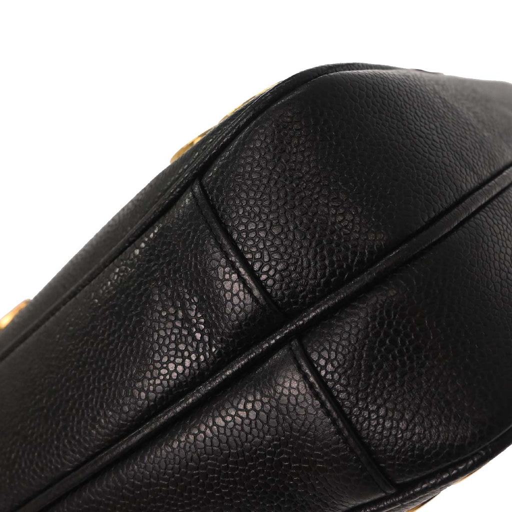 Chanel Black Caviar Skin Triple CC Shoulder Tote Bag