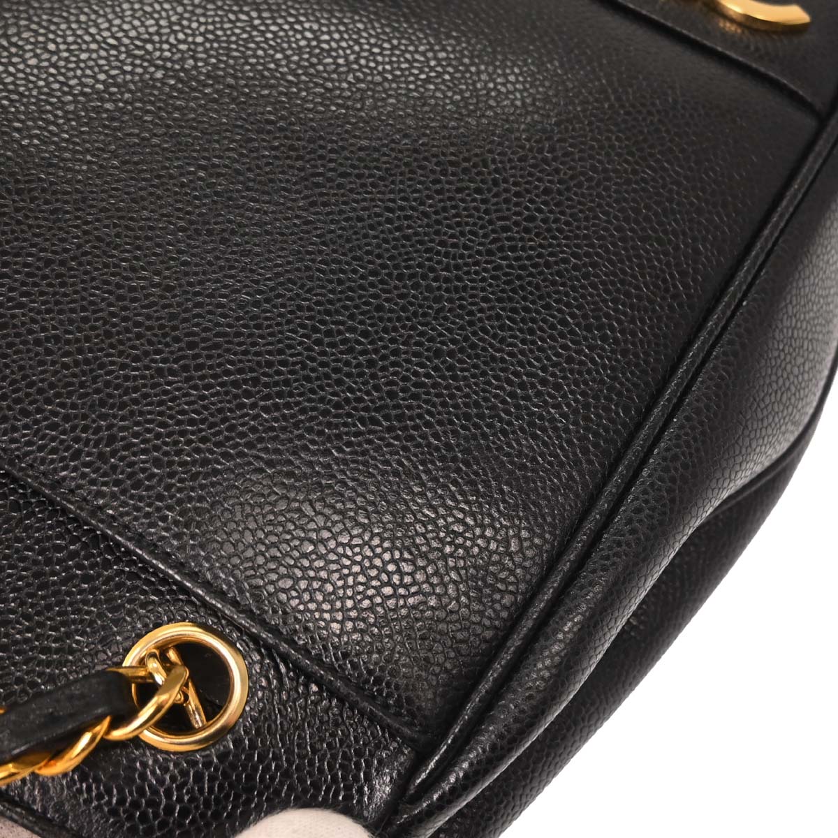 Chanel Black Caviar Skin Triple CC Shoulder Tote Bag
