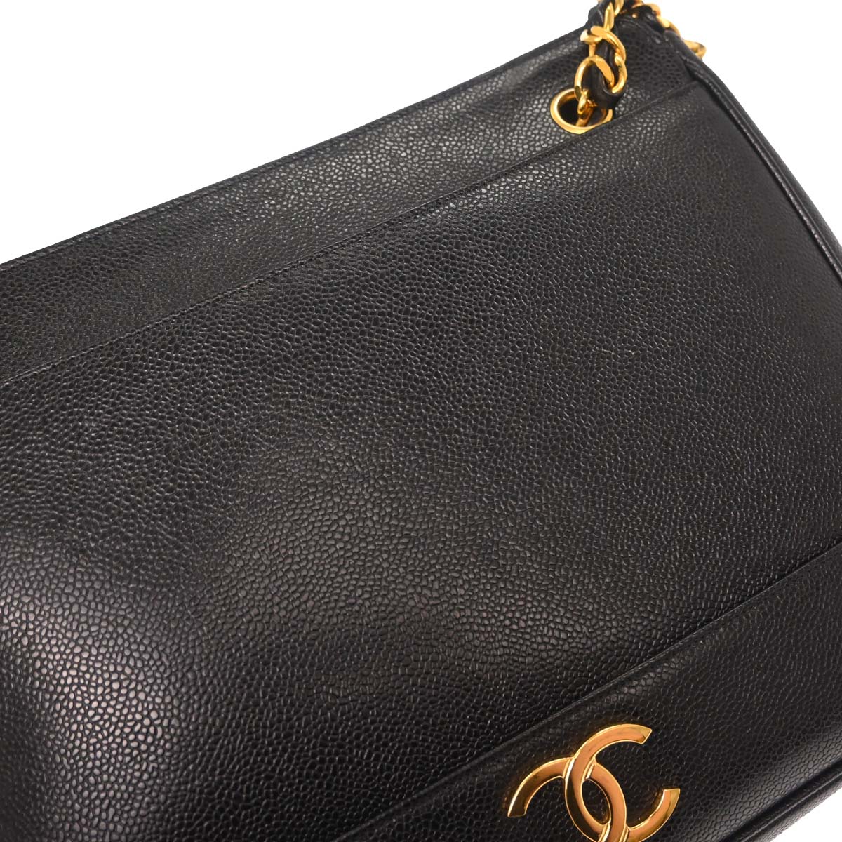 Chanel Black Caviar Skin Triple CC Shoulder Tote Bag
