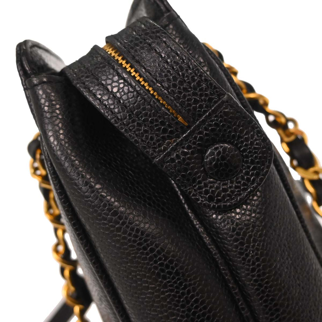 Chanel Black Caviar Skin Triple CC Shoulder Tote Bag