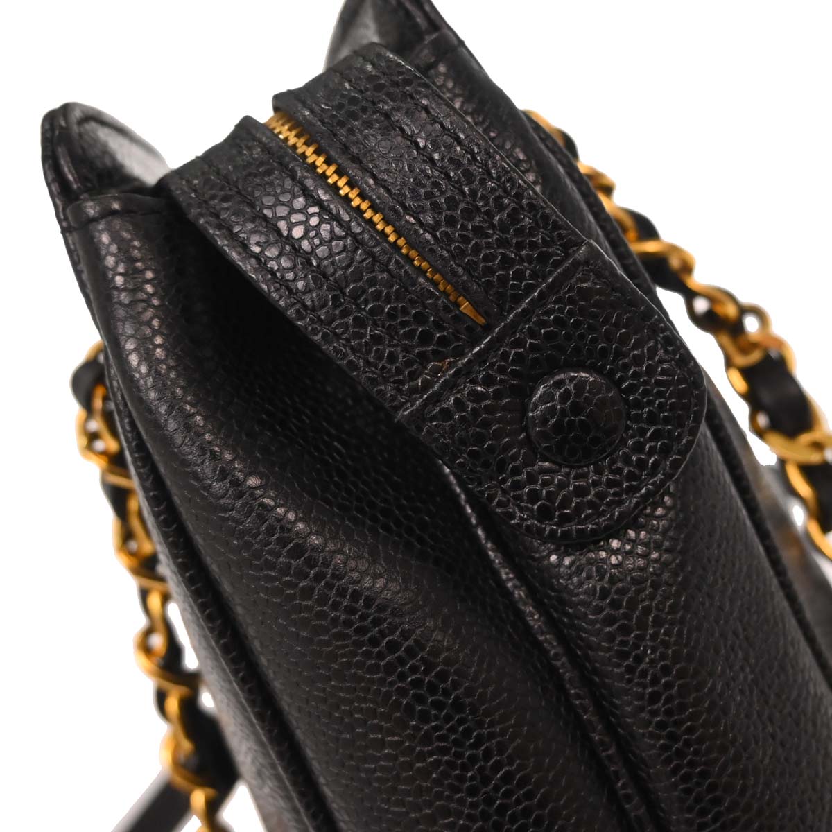 Chanel Black Caviar Skin Triple CC Shoulder Tote Bag