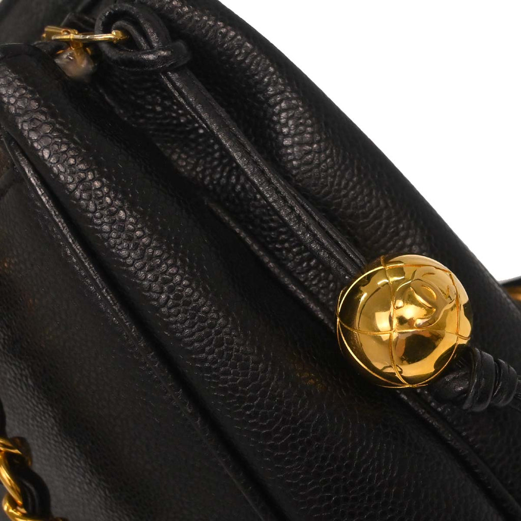 Chanel Black Caviar Skin Triple CC Shoulder Tote Bag