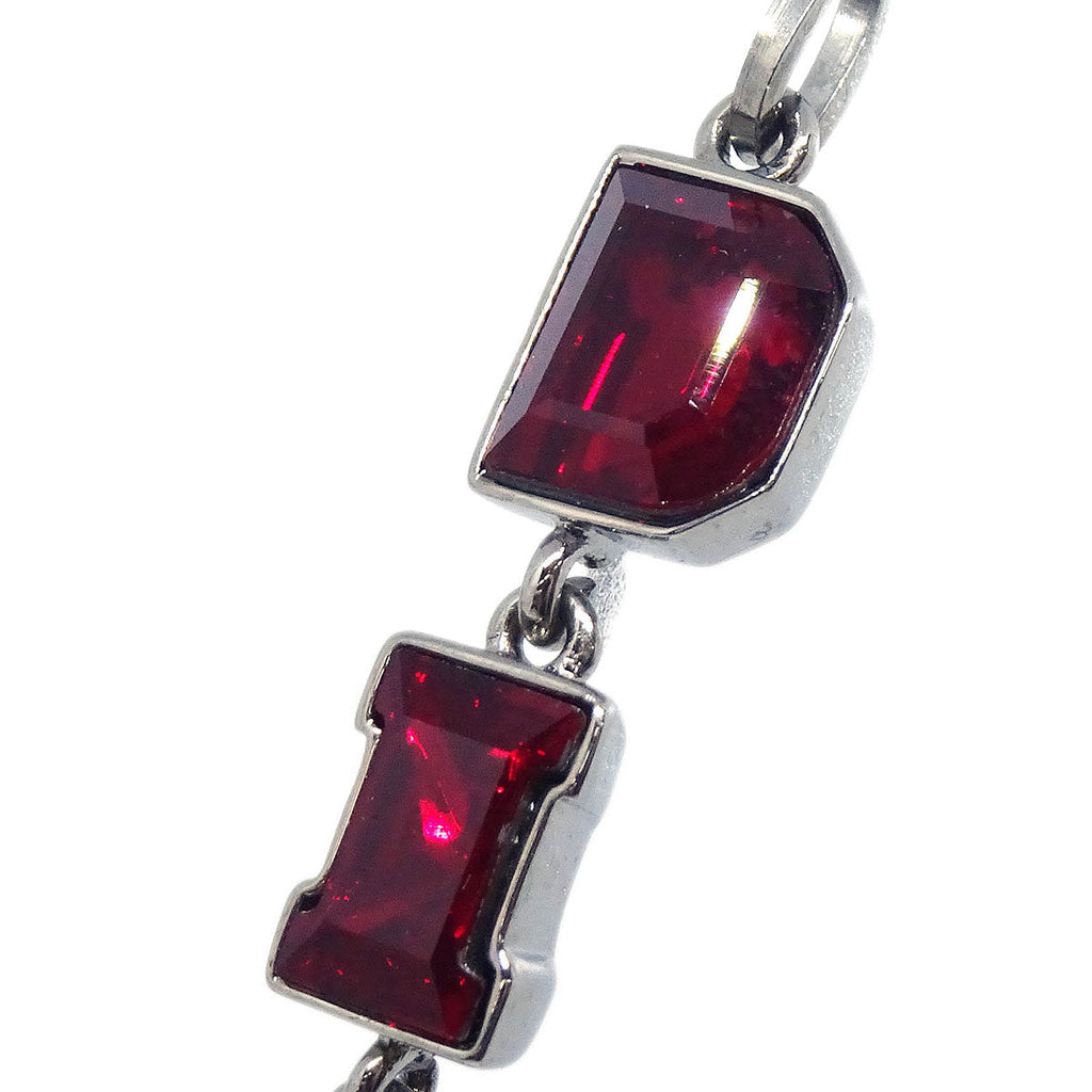Christian Dior Pierced Earrings Dangle Silver Rhinestone