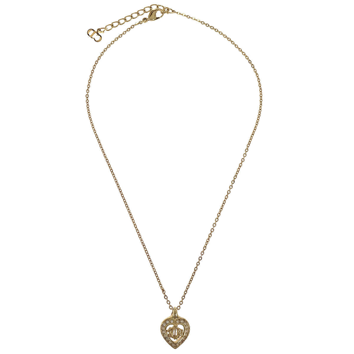 Christian Dior Necklace Pendant Gold Rhinestone