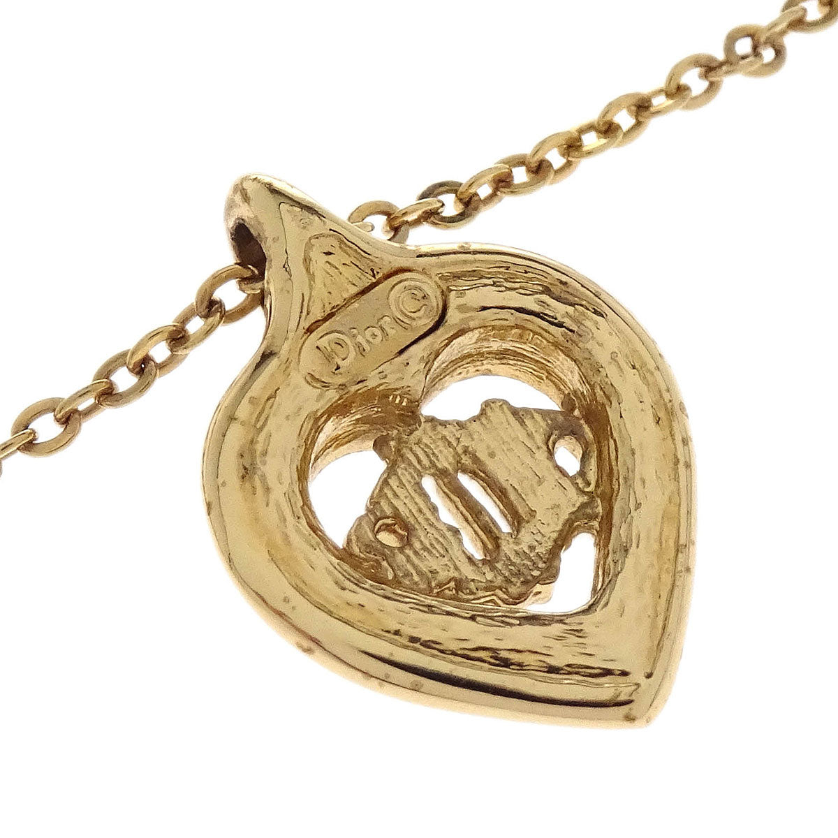 Christian Dior Necklace Pendant Gold Rhinestone