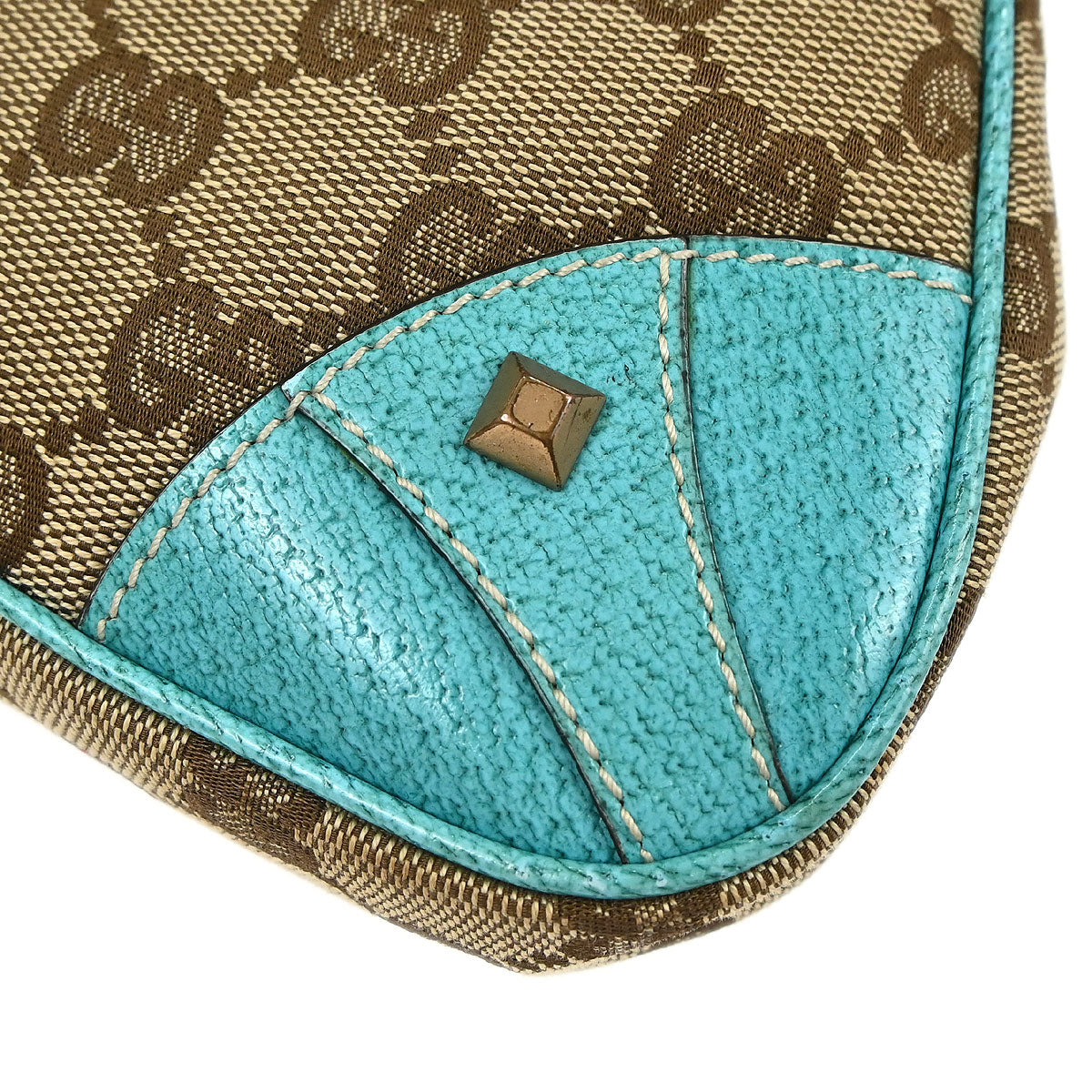 Gucci Beige Blue Canvas GG Chain Handbag