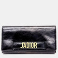 Black Leather J'Adior Mini Chain Crossbody Bag