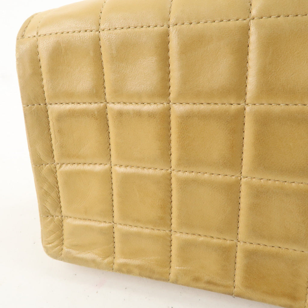 CHANEL Chocolate Bar Lamb Skin Chain Shoulder Bag Beige A15316