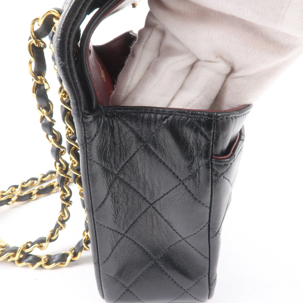 CHANEL Matelasse Lamb Skin Double Flap Chain Shoulder Bag