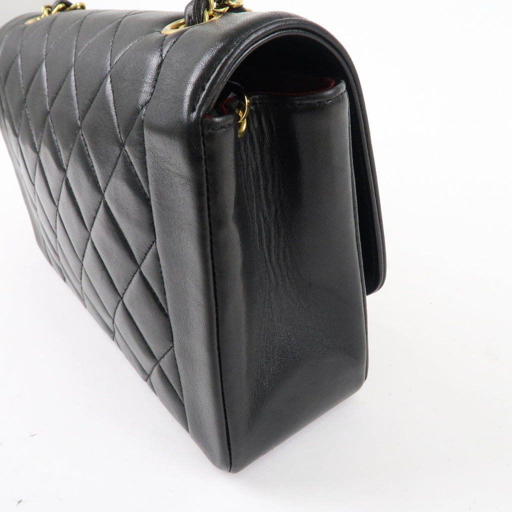 CHANEL Matelasse Lambskin Diana Chain Shoulder Bag Black A01165