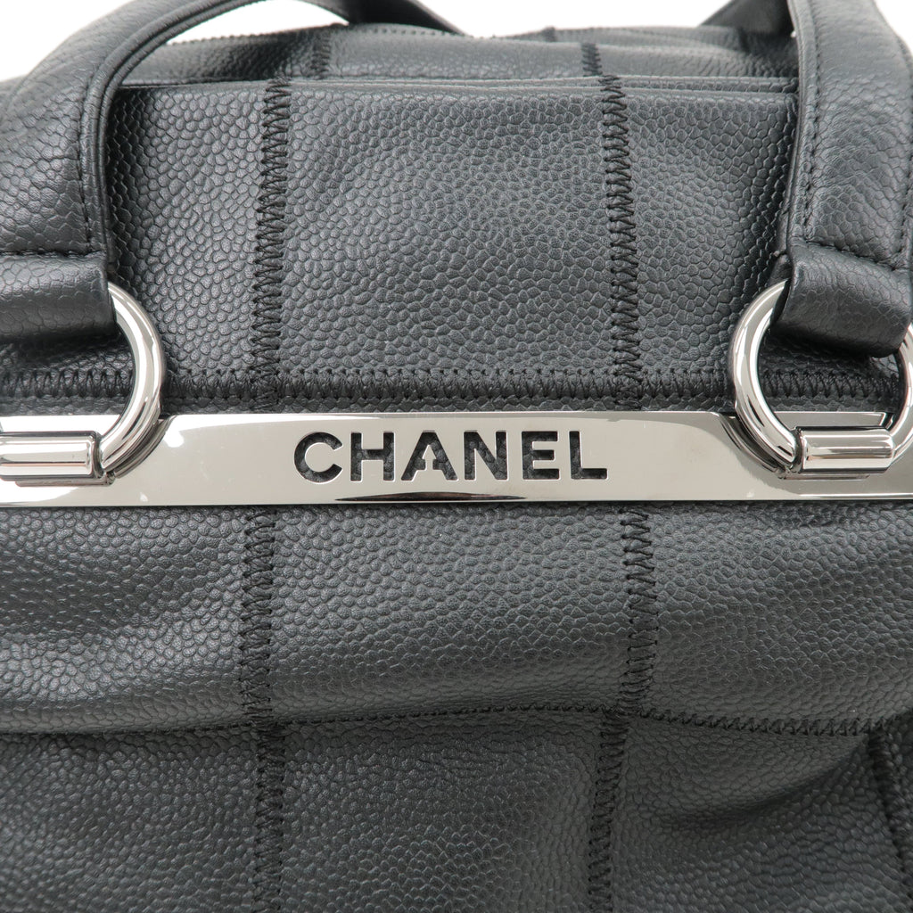 CHANEL Chocobar Caviar Skin Boston Bag Shoulder Bag Black