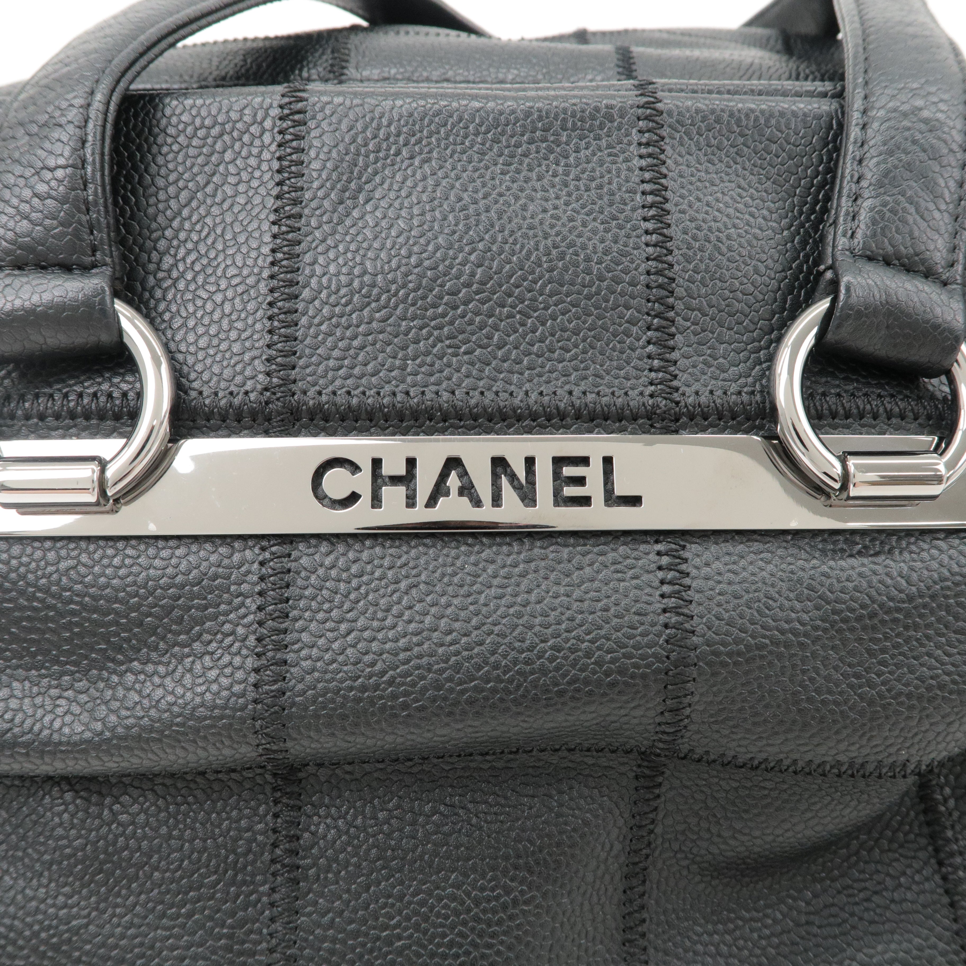 CHANEL Chocobar Caviar Skin Boston Bag Shoulder Bag Black