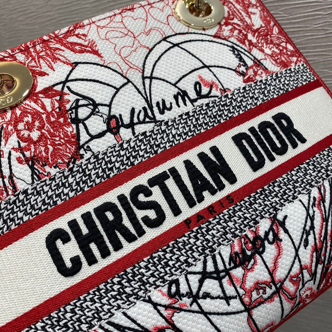 Dior MeDiorum Lady D-Lite Bag, Red Handbags, Crossbody Bags, 24cm CD