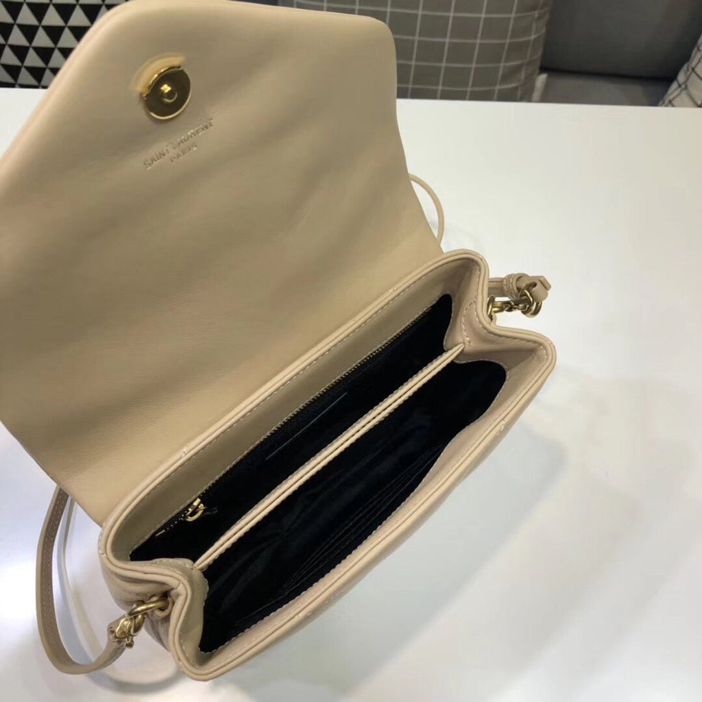 Saint Laurent Loulou Mini Shoulder Bag Beige For Women 7in/18cm YSL