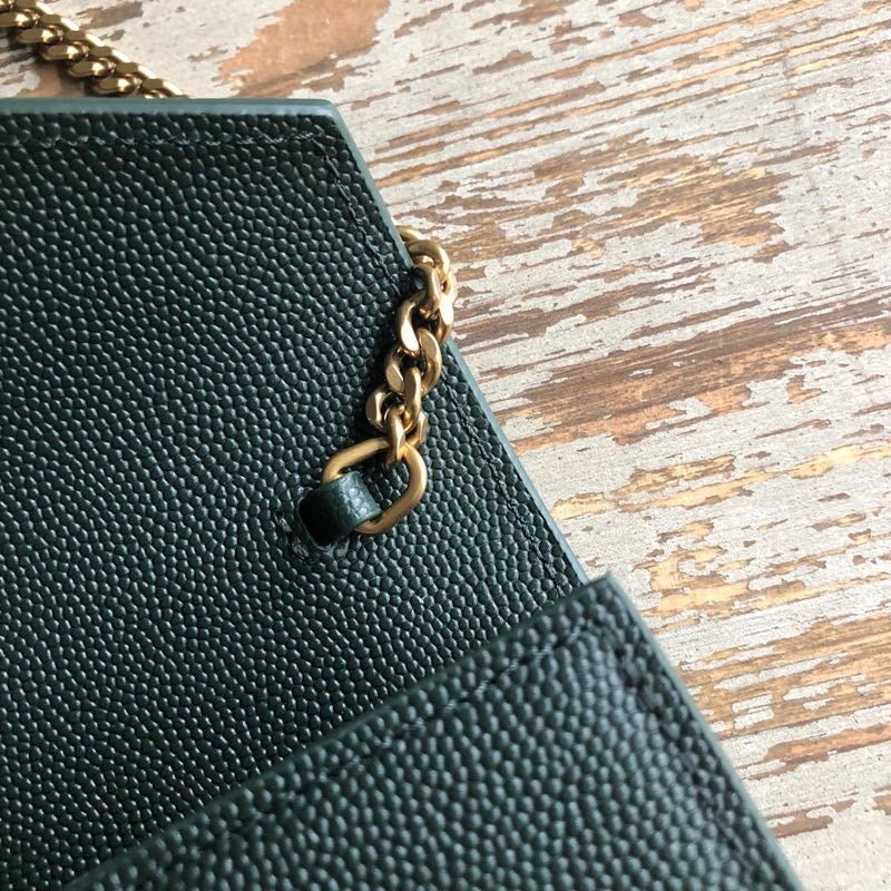 Saint Laurent Cassandra Flap-Front Crossbody Bag Dark Green For Women 8.7in/22cm YSL