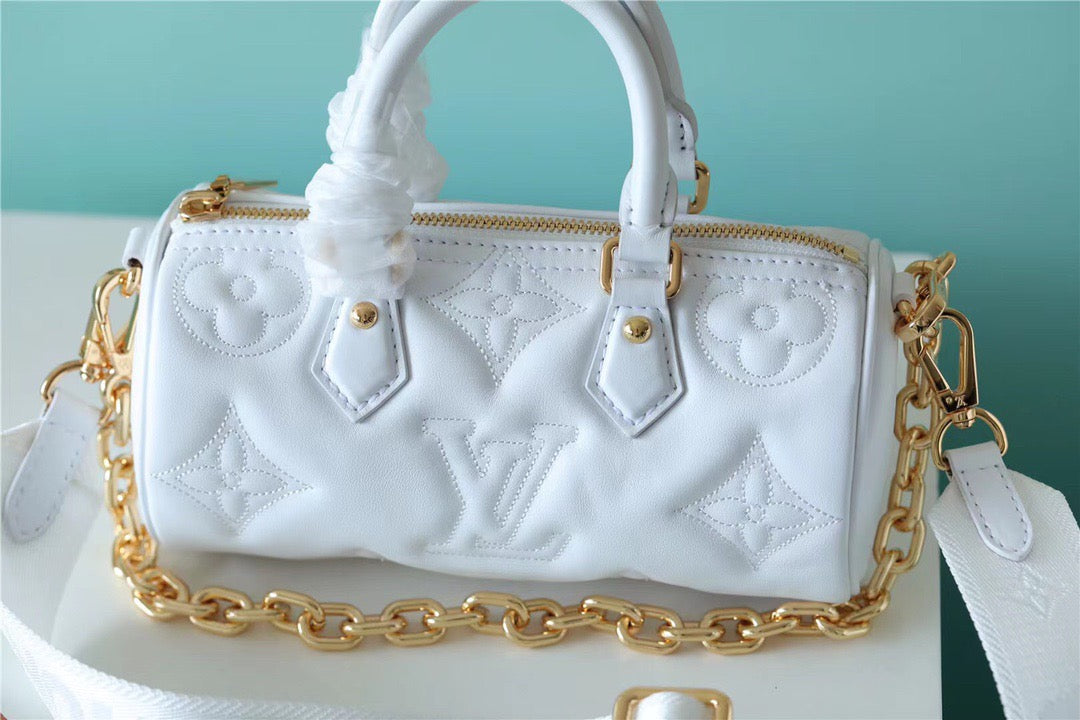 Louis Vuitton Papillon Burberry Bag Classic Monogram For Women 20cm White Louis Vuitton M59827