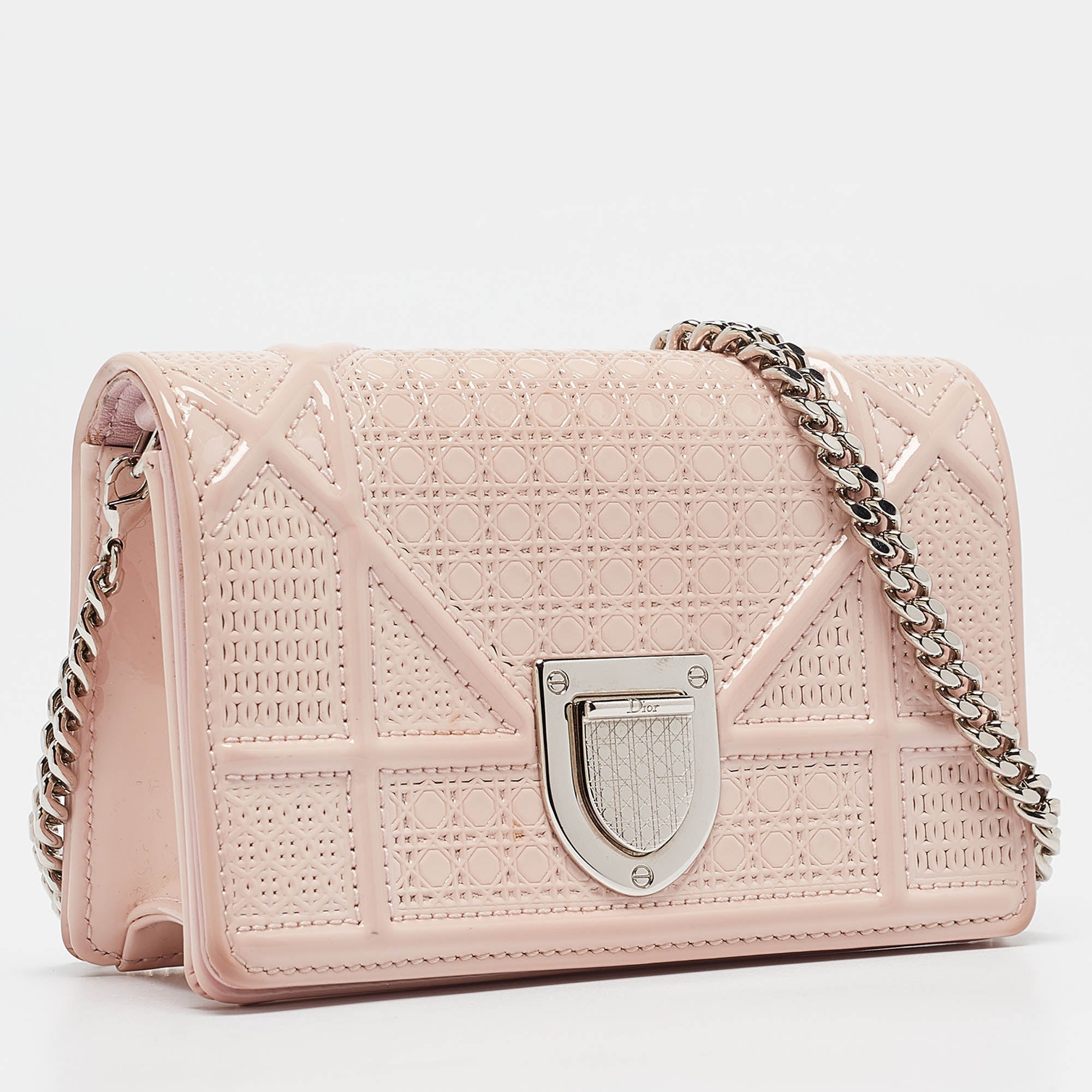 Dior Pink Micro Cannage  Leather Baby Diorama Chain Bag..