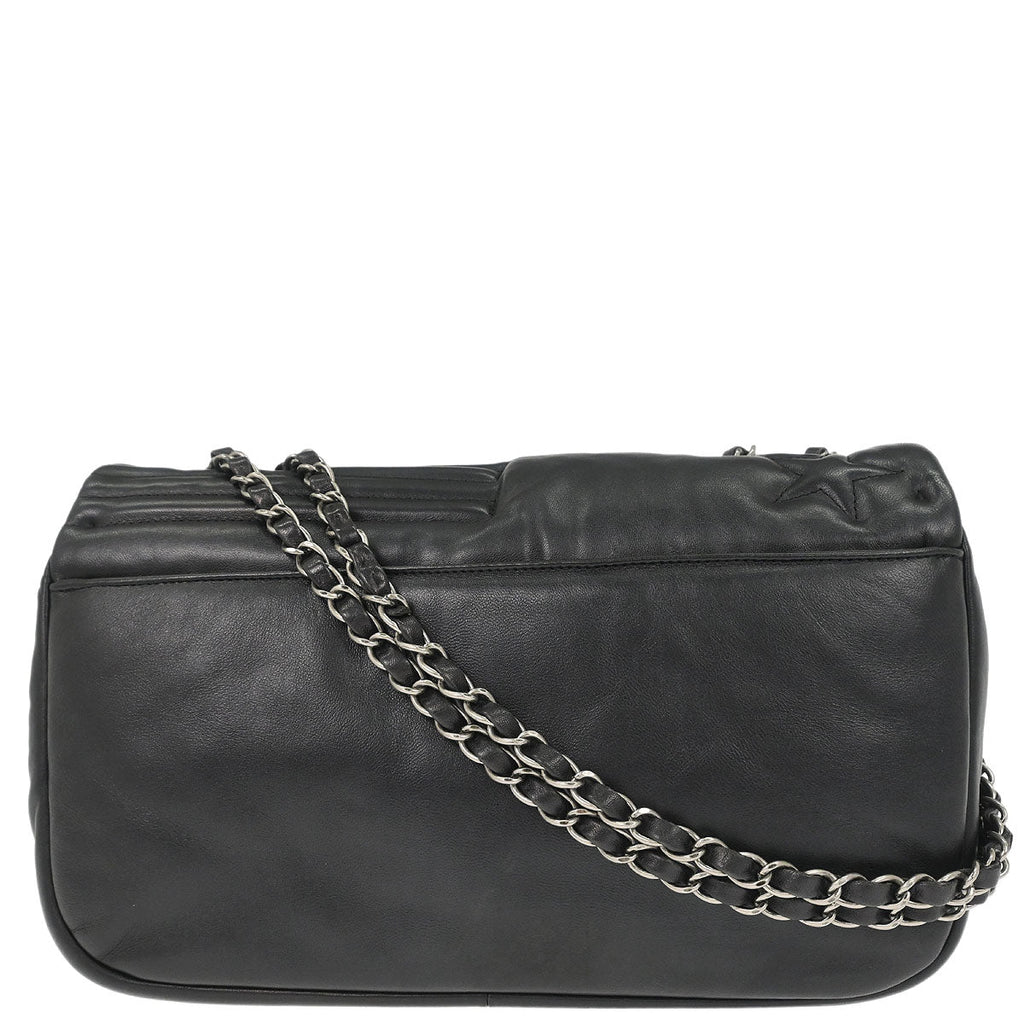 Chanel 2014 Black Lambskin Paris Dallas Stars and Stripes Flap Shoulder Bag