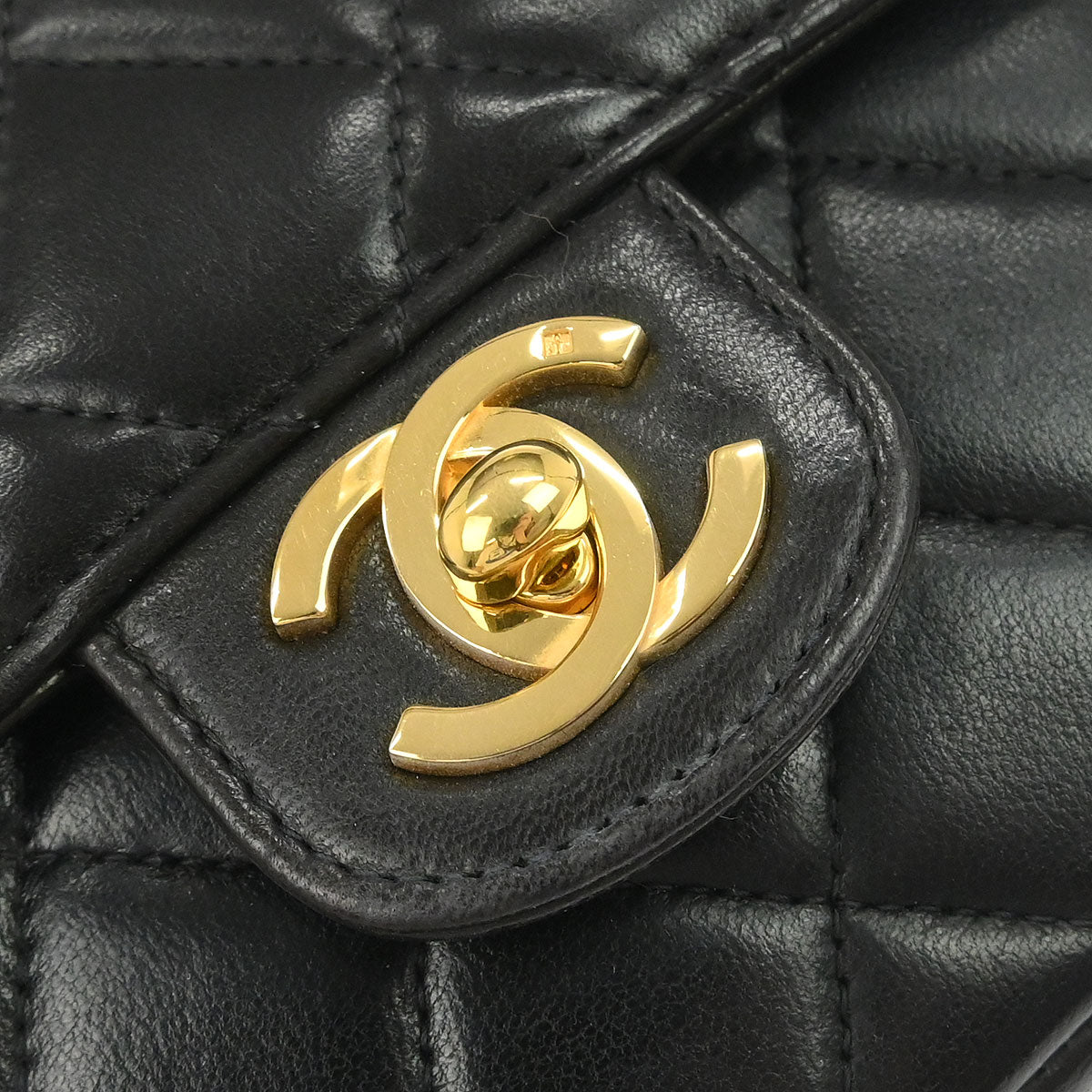 Chanel Black Lambskin Classic Flap Handbag Micro