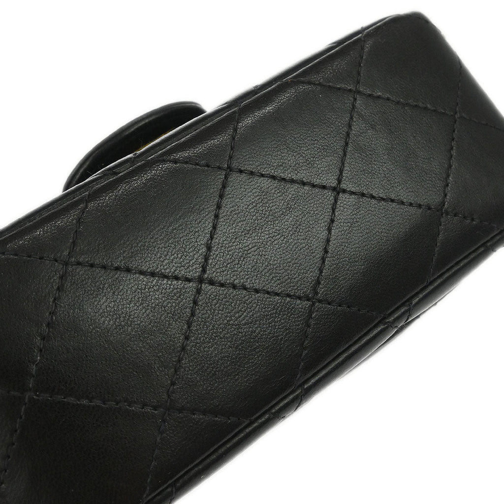 Chanel Black Lambskin Classic Flap Handbag Micro