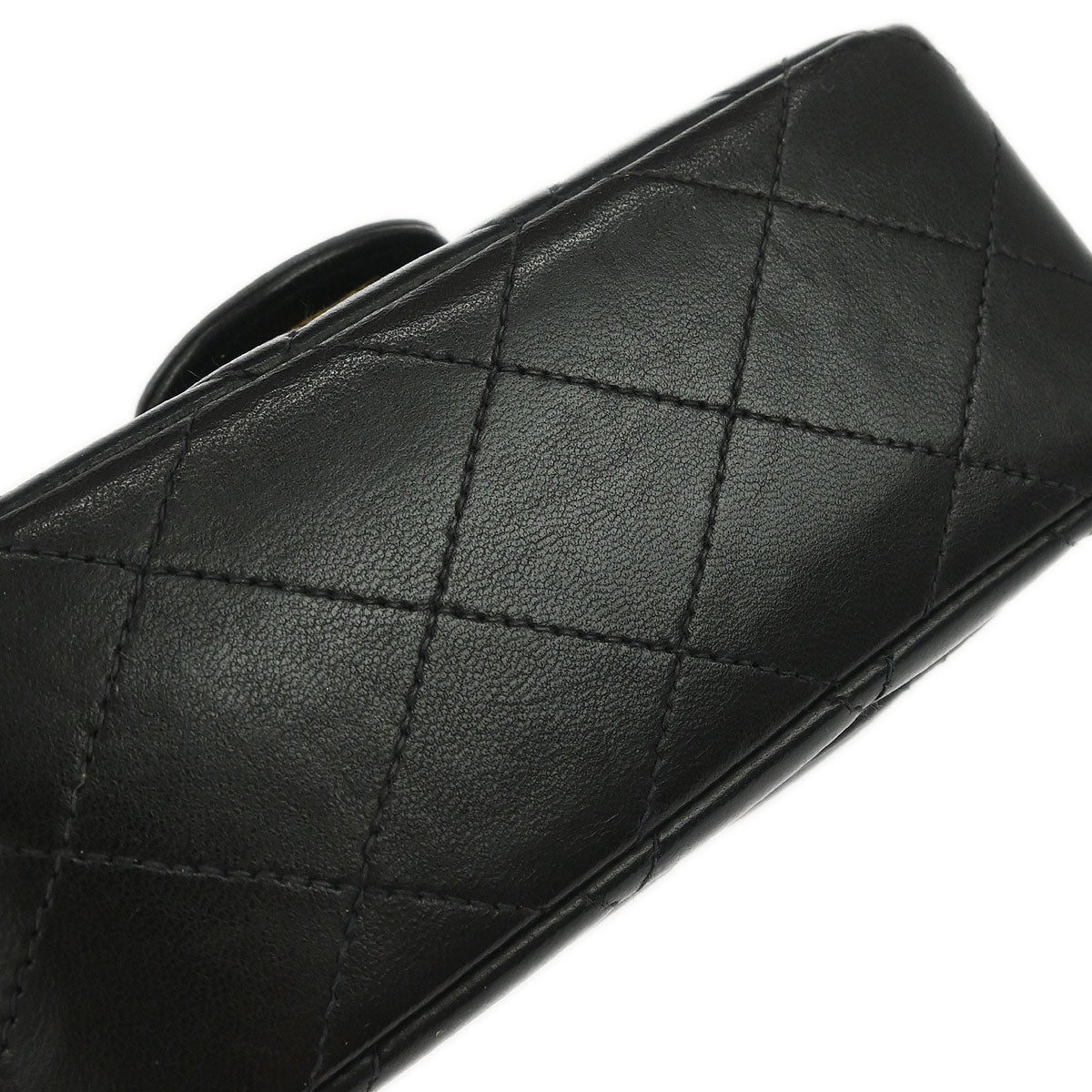 Chanel Black Lambskin Classic Flap Handbag Micro
