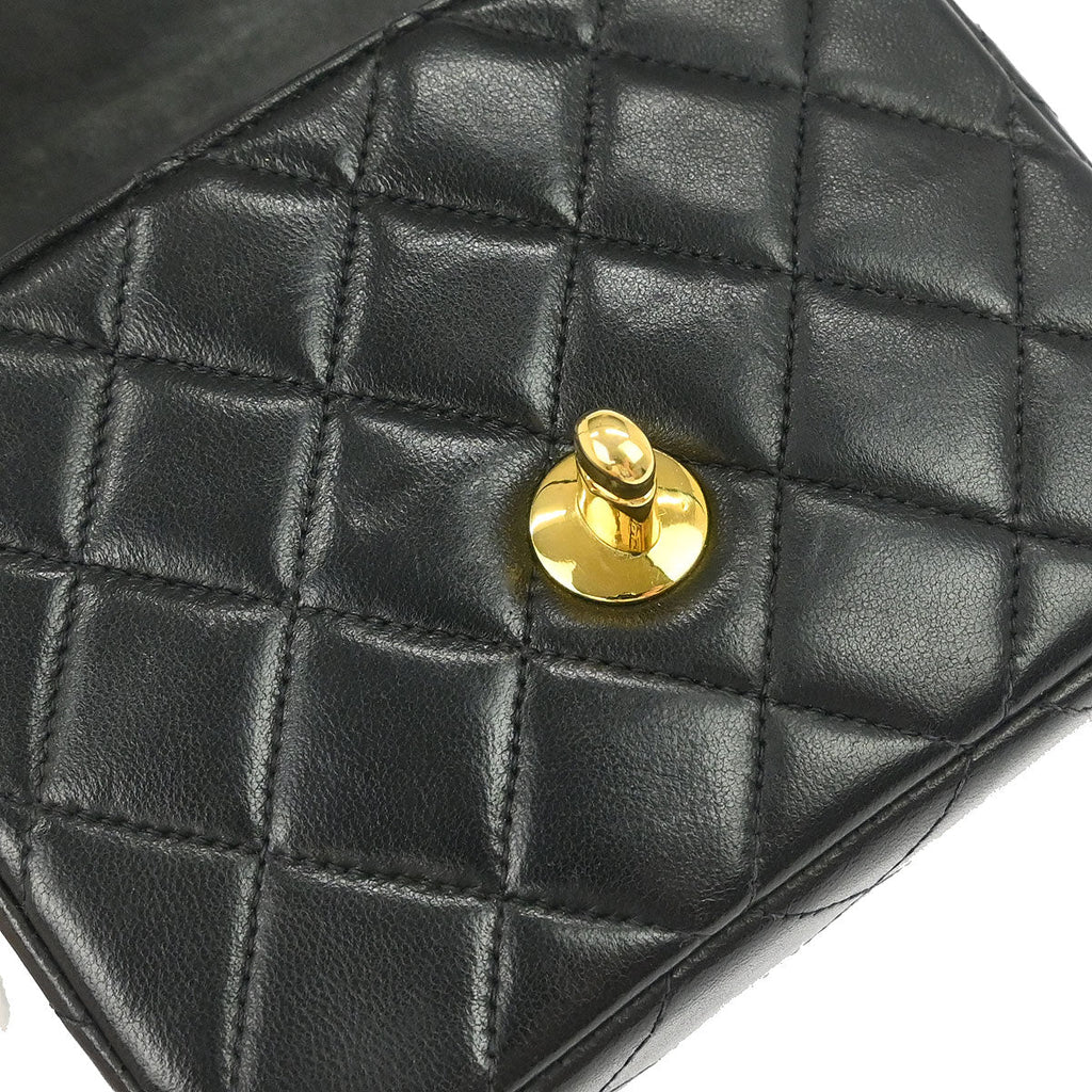 Chanel Black Lambskin Classic Flap Handbag Micro