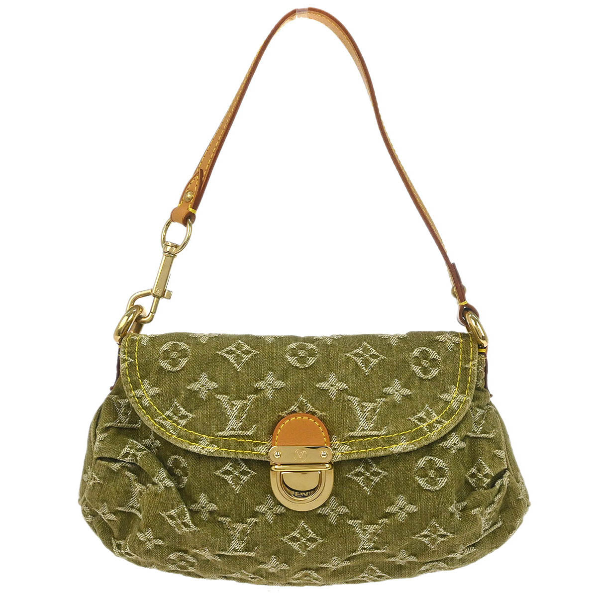 Louis Vuitton Khaki Monogram Denim Mini Pleaty Handbag M95217
