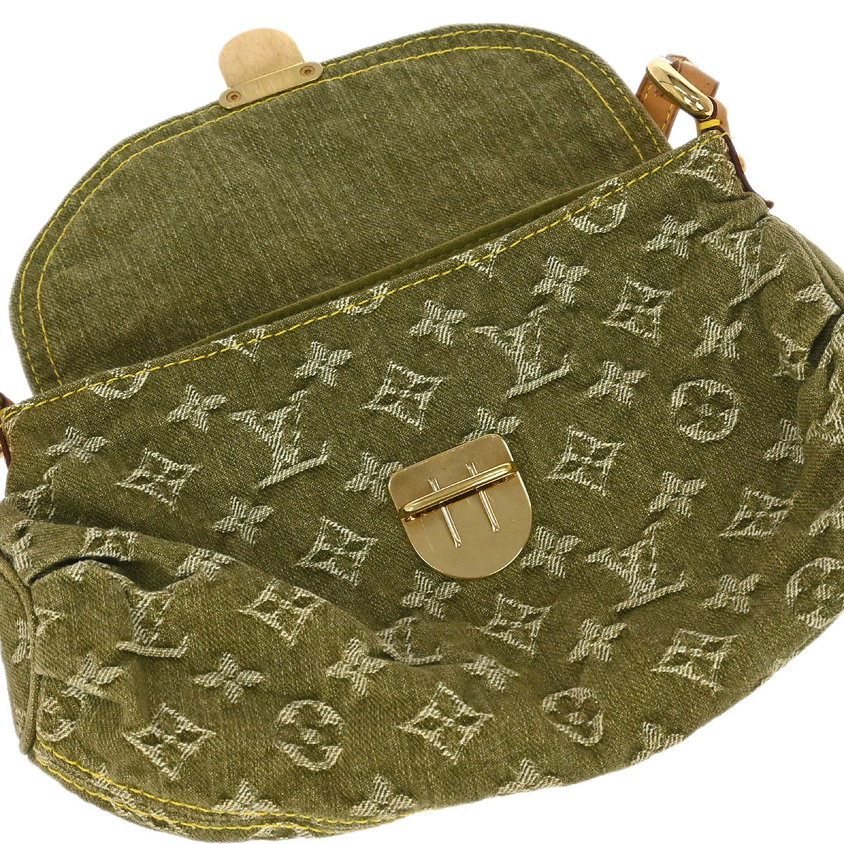 Louis Vuitton Khaki Monogram Denim Mini Pleaty Handbag M95217