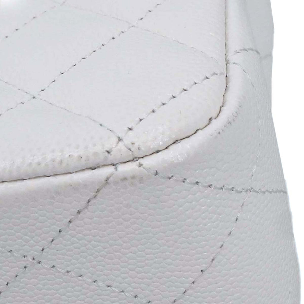 Chanel White Caviar Skin Medium Classic Double Flap Shoulder Bag