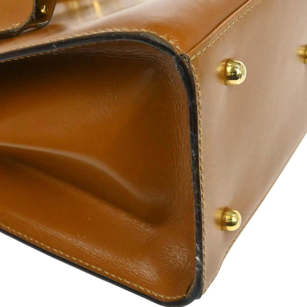 Gucci Brown Leather Lady Lock Top Handle 2way Shoulder Handbag