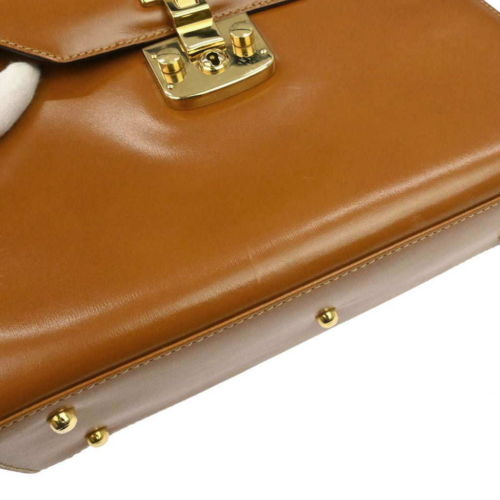 Gucci Brown Leather Lady Lock Top Handle 2way Shoulder Handbag